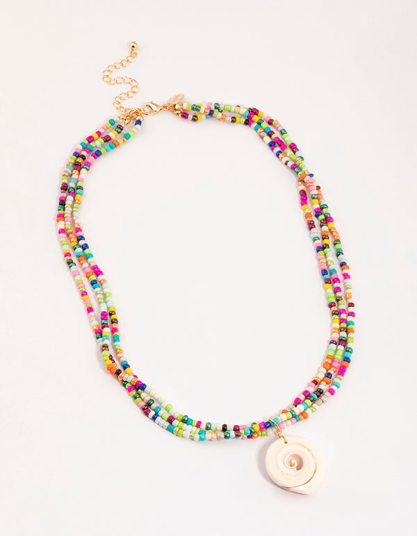 Gold Statement Shell Layered Necklace