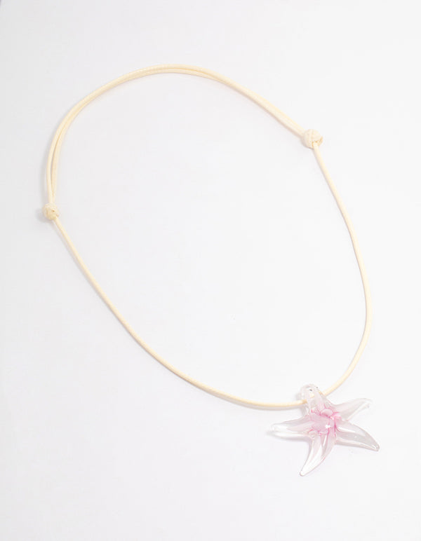 Pink Starfish Cord Necklace