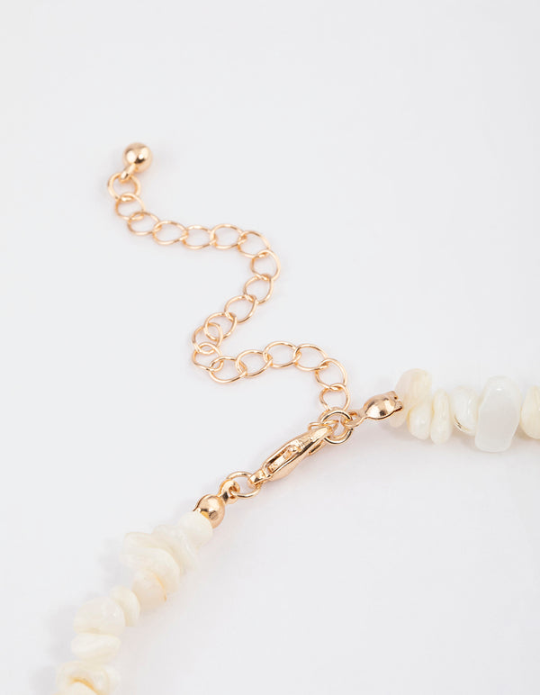 Gold Pearly Puka Necklace