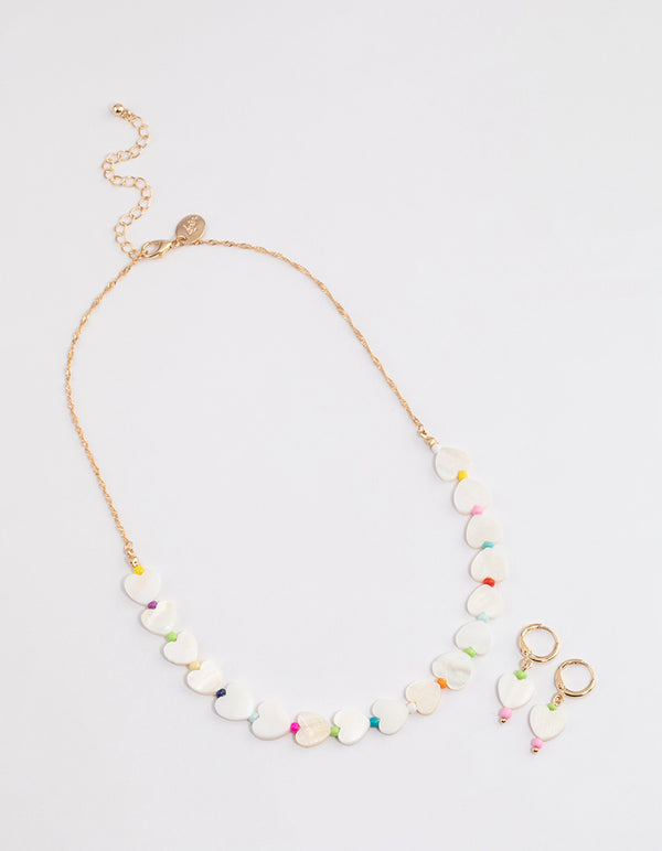 Gold Shell & Heart Jewellery Set