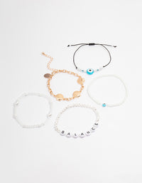 Gold Balance Shell Bracelet 5-Pack - link has visual effect only