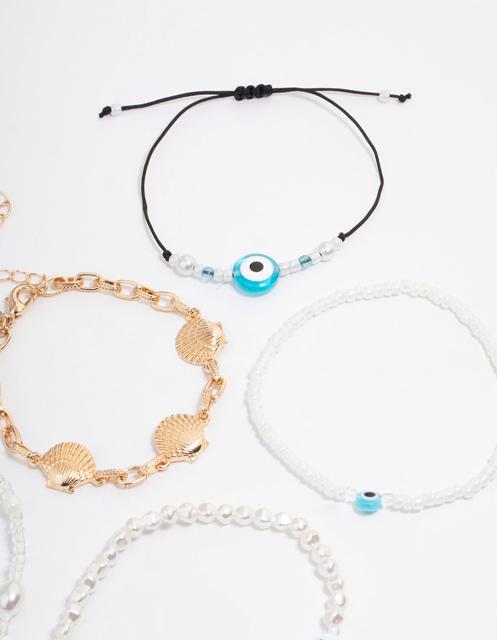 Gold Balance Shell Bracelet 5-Pack