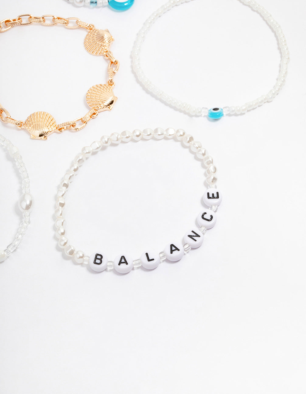 Gold Balance Shell Bracelet 5-Pack