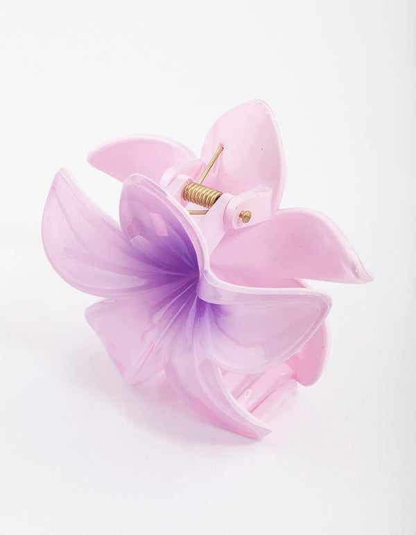Plastic Purple Ombre Hibiscus Flower Claw Clip