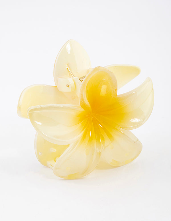 Plastic Yellow Ombre Hibiscus Flower Claw Clip
