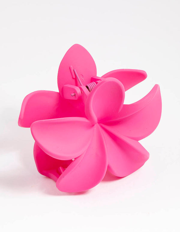 Plastic Fuchsia Tropical Flower Claw Clip