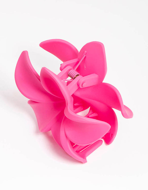 Plastic Fuchsia Tropical Flower Claw Clip