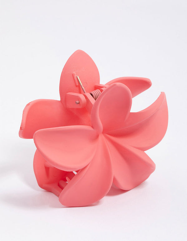 Plastic Coral Tropical Flower Claw Clip