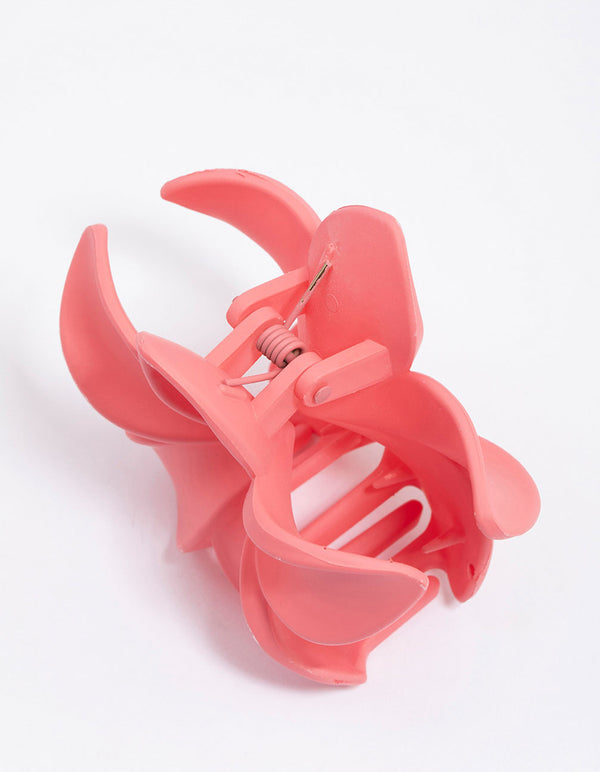 Plastic Coral Tropical Flower Claw Clip