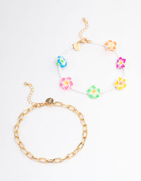 Gold Hibiscus Flower Chain Anklet - link has visual effect only
