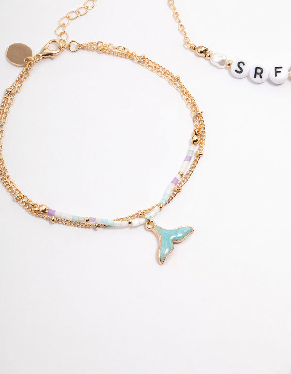 Gold Surfer Girl Shell Anklet