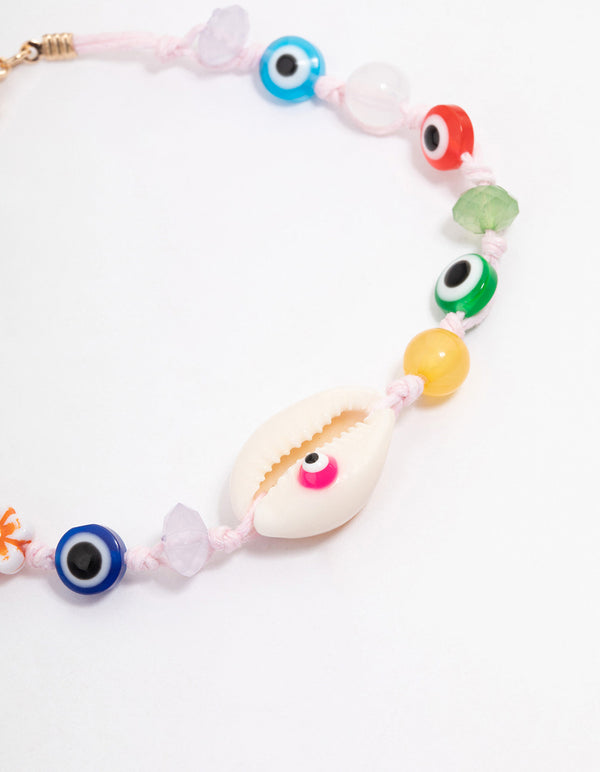 Gold Evil Eye Shell Anklet