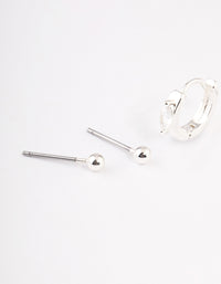 Silver Plated Brass  Cubic Zirconia Statement Huggie Earrings Pack - link has visual effect only