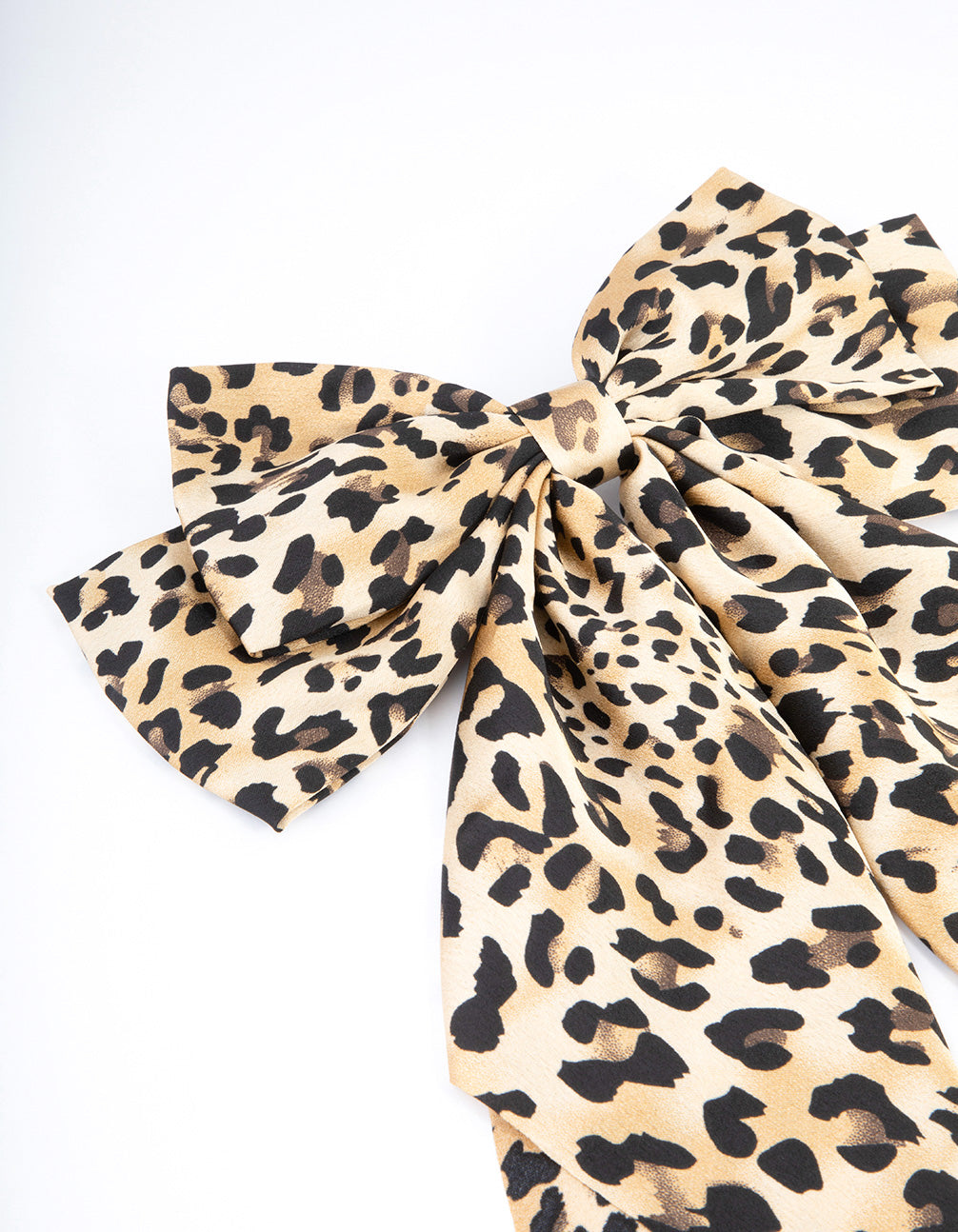 Brown Fabric Stone Drop Bow Hair Clips