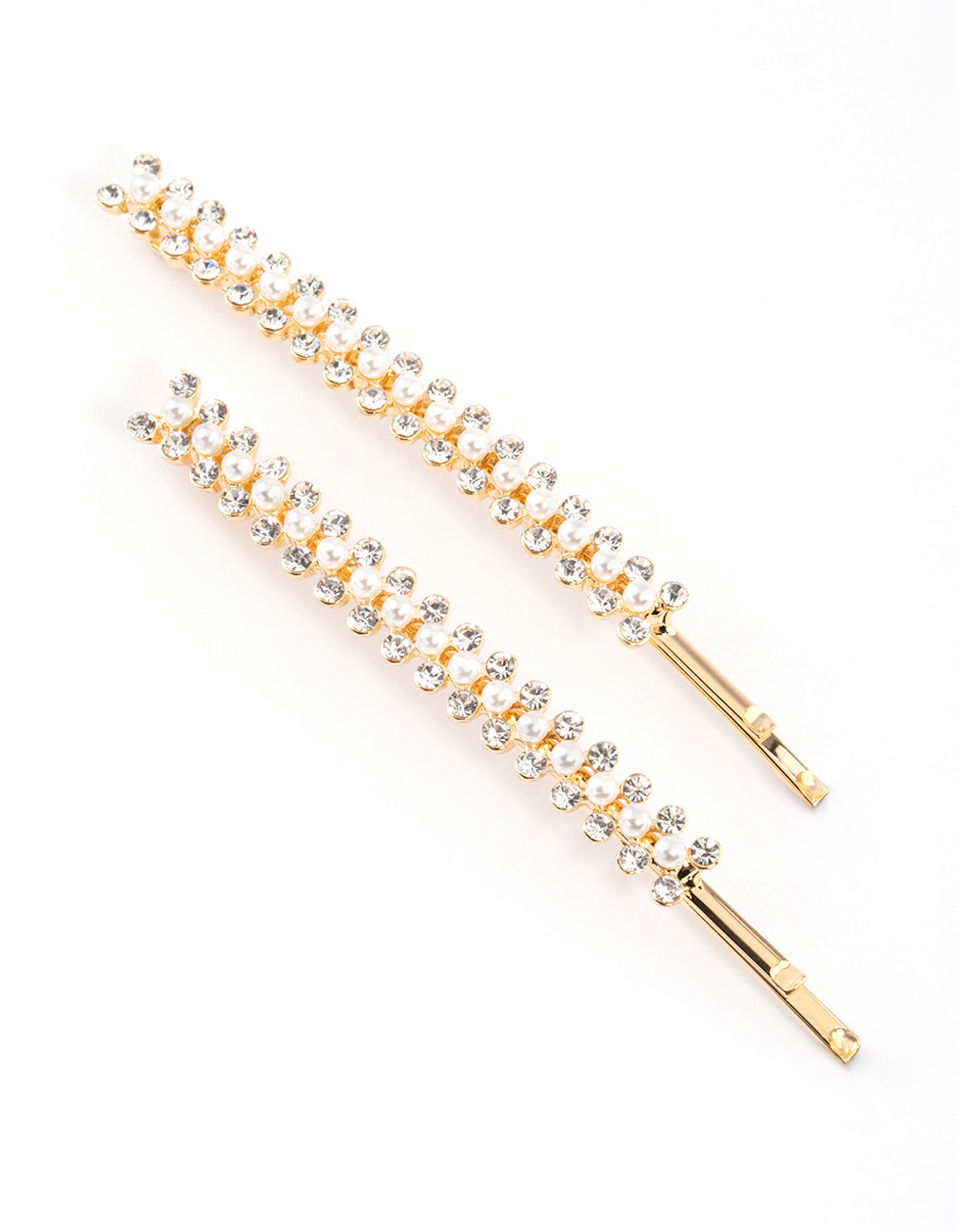Gold Pearl & Diamante Hair Clip Pack