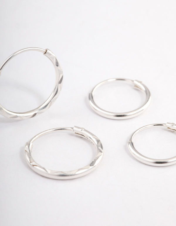 Sterling Silver Spiral Hoop Earring Pack