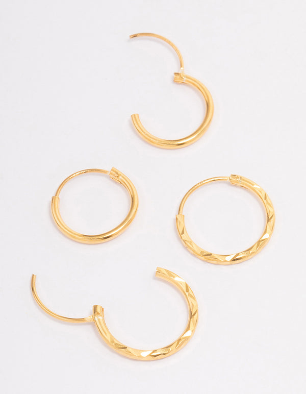 Gold Plated Sterling Silver Spiral Hoop Earring Pack