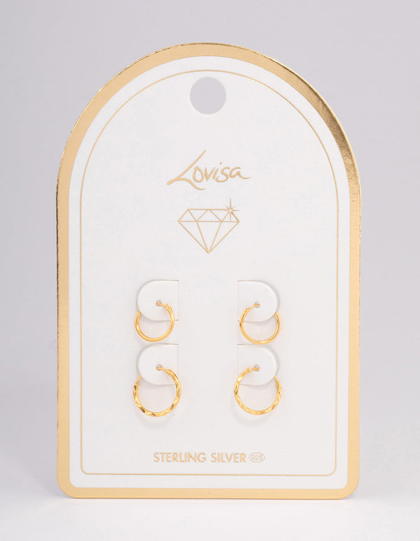 Gold Plated Sterling Silver Spiral Hoop Earring Pack