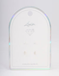 Sterling Silver Diamante & Fish Stud Earring Pack - link has visual effect only