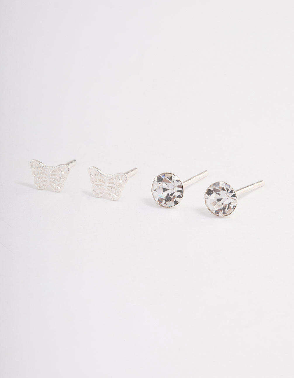 Sterling Silver Diamante & Butterfly Earring Pack