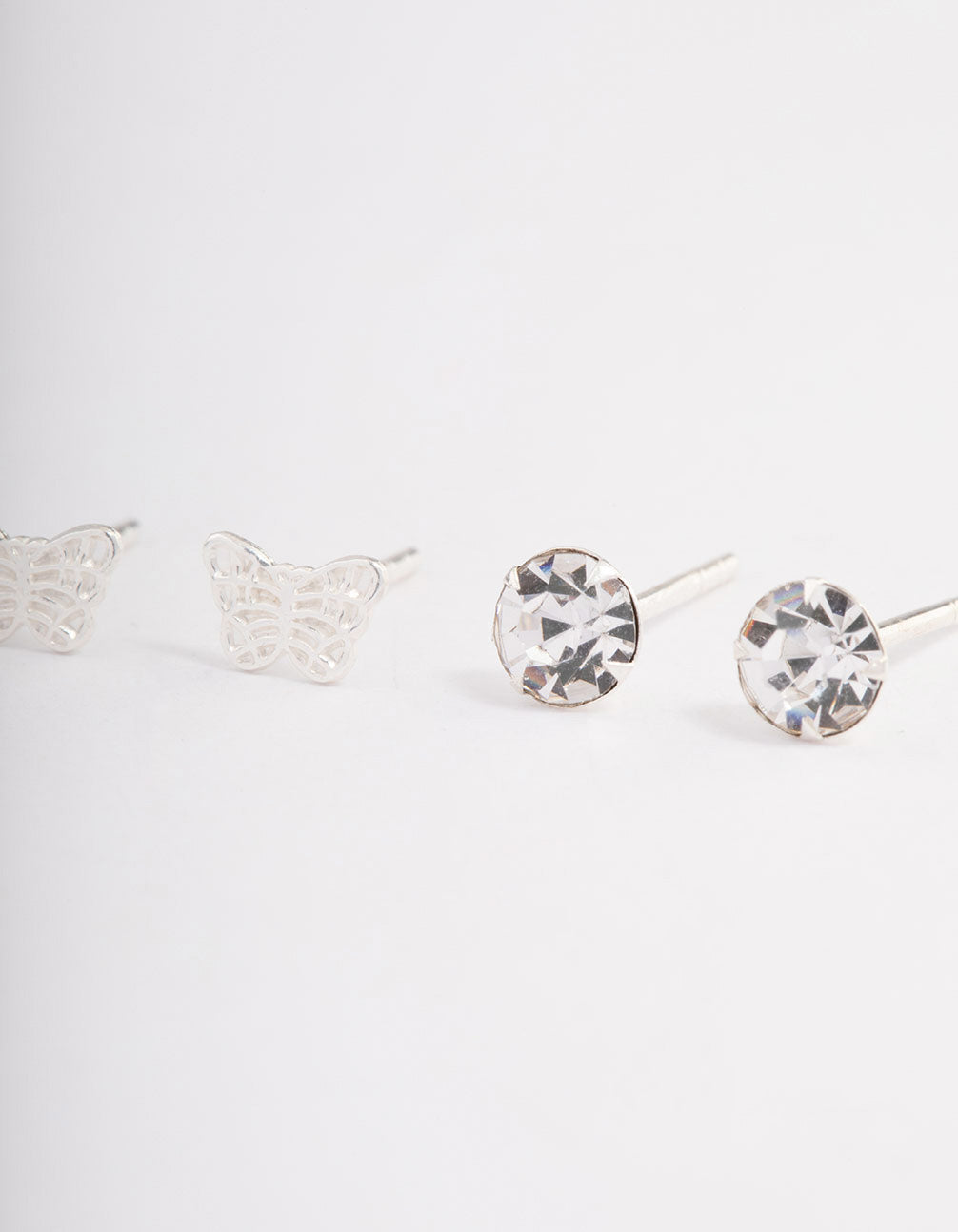 Sterling Silver Diamante & Butterfly Earring Pack