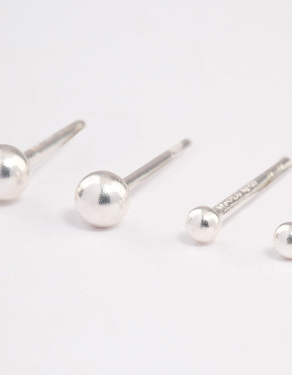 Sterling Silver Plain Stud Earring Pack