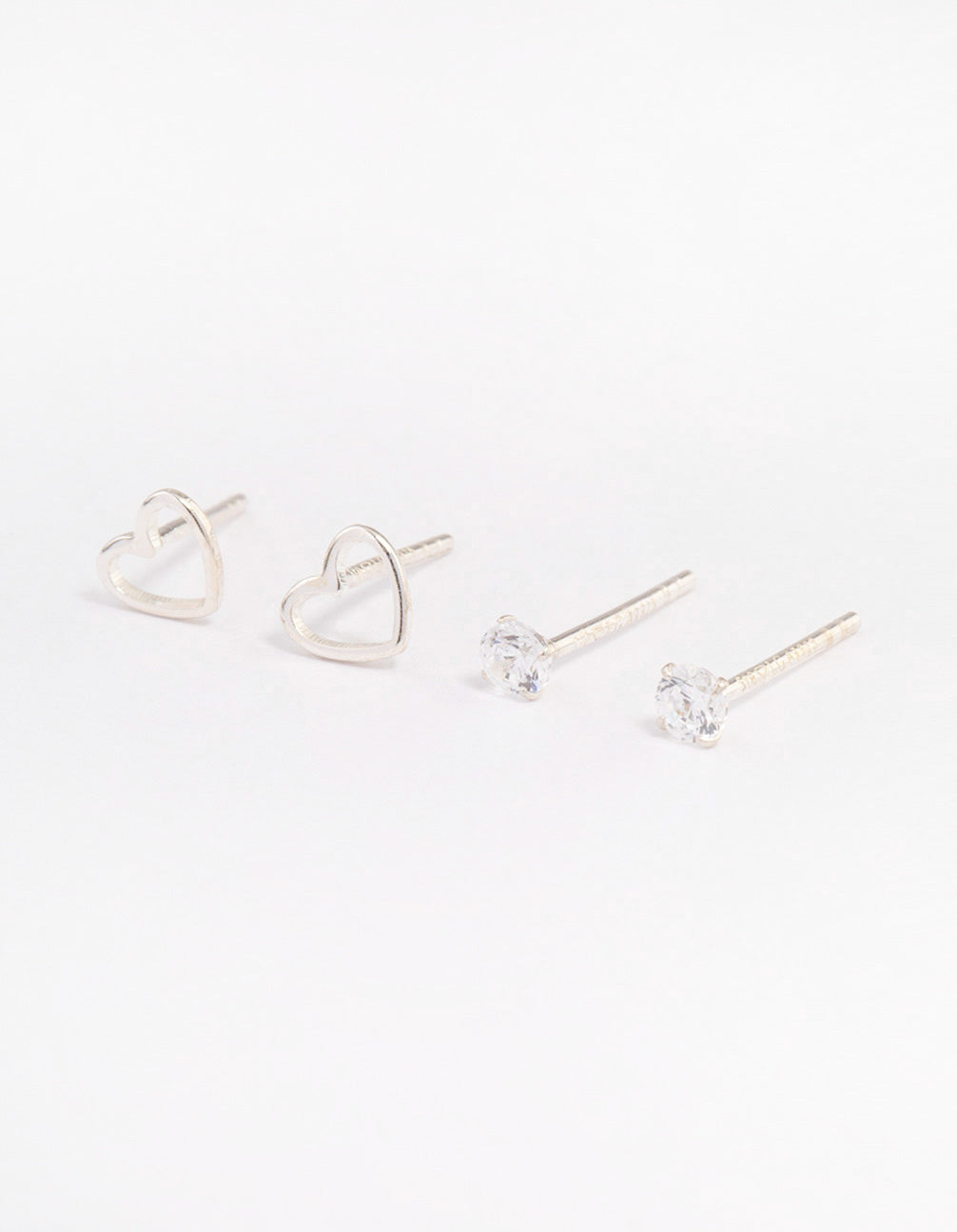 Sterling Silver Cut Out Heart Stud Earring Pack