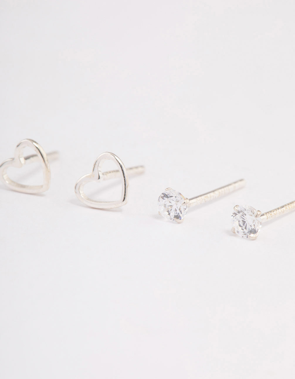 Sterling Silver Cut Out Heart Stud Earring Pack