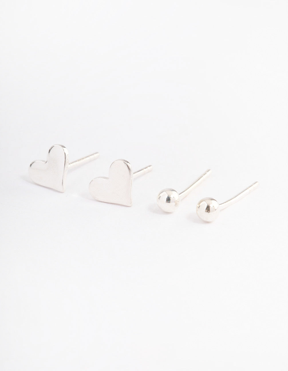 Sterling Silver Puffy Heart & Stud Earring Pack
