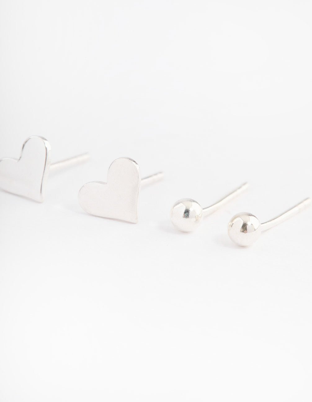 Sterling Silver Puffy Heart & Stud Earring Pack