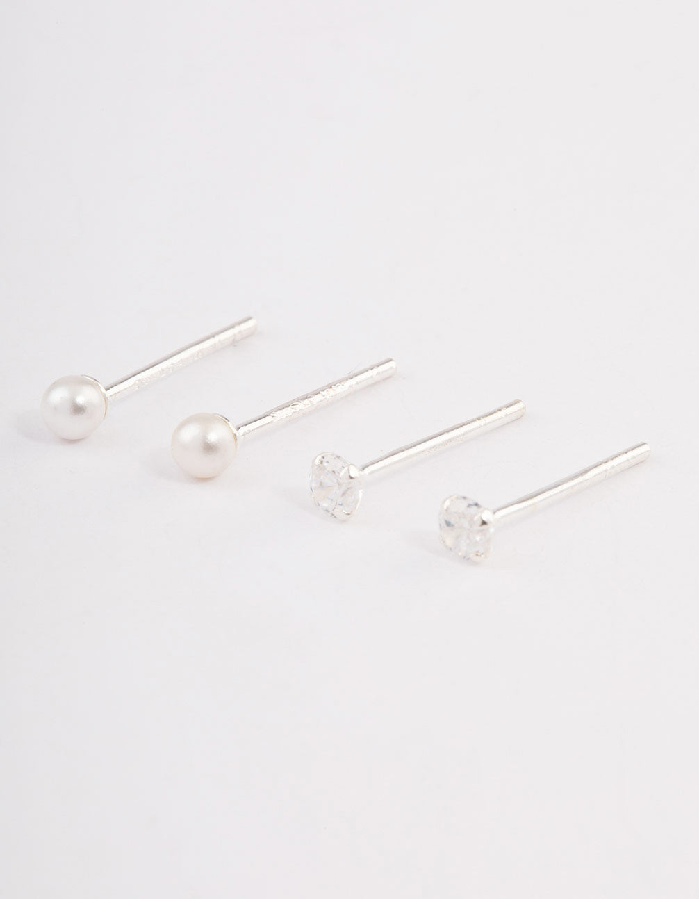 Sterling Silver Pearl & Diamante Stud Earring Pack