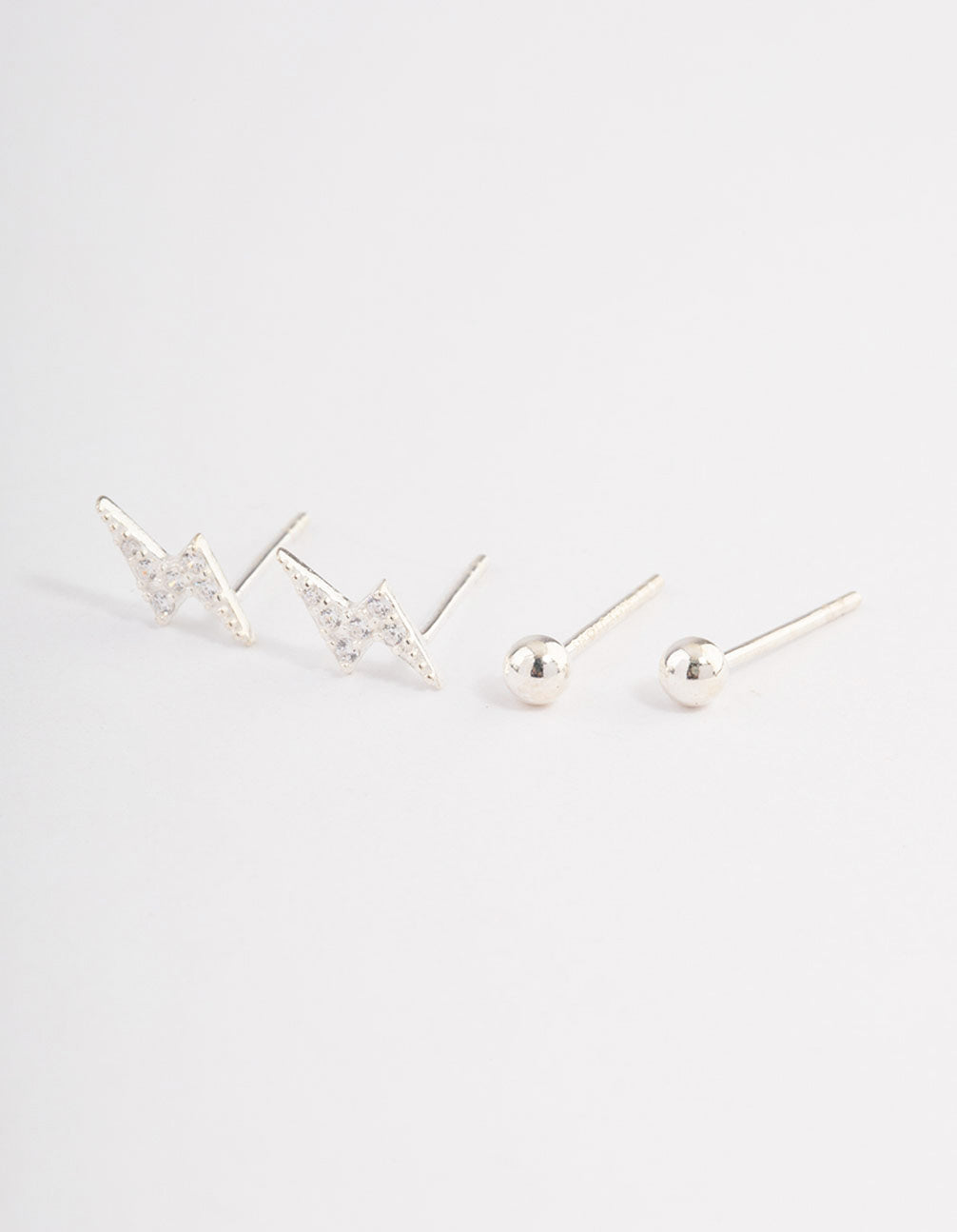 Sterling Silver Diamante Lightning Bolt Earring Pack