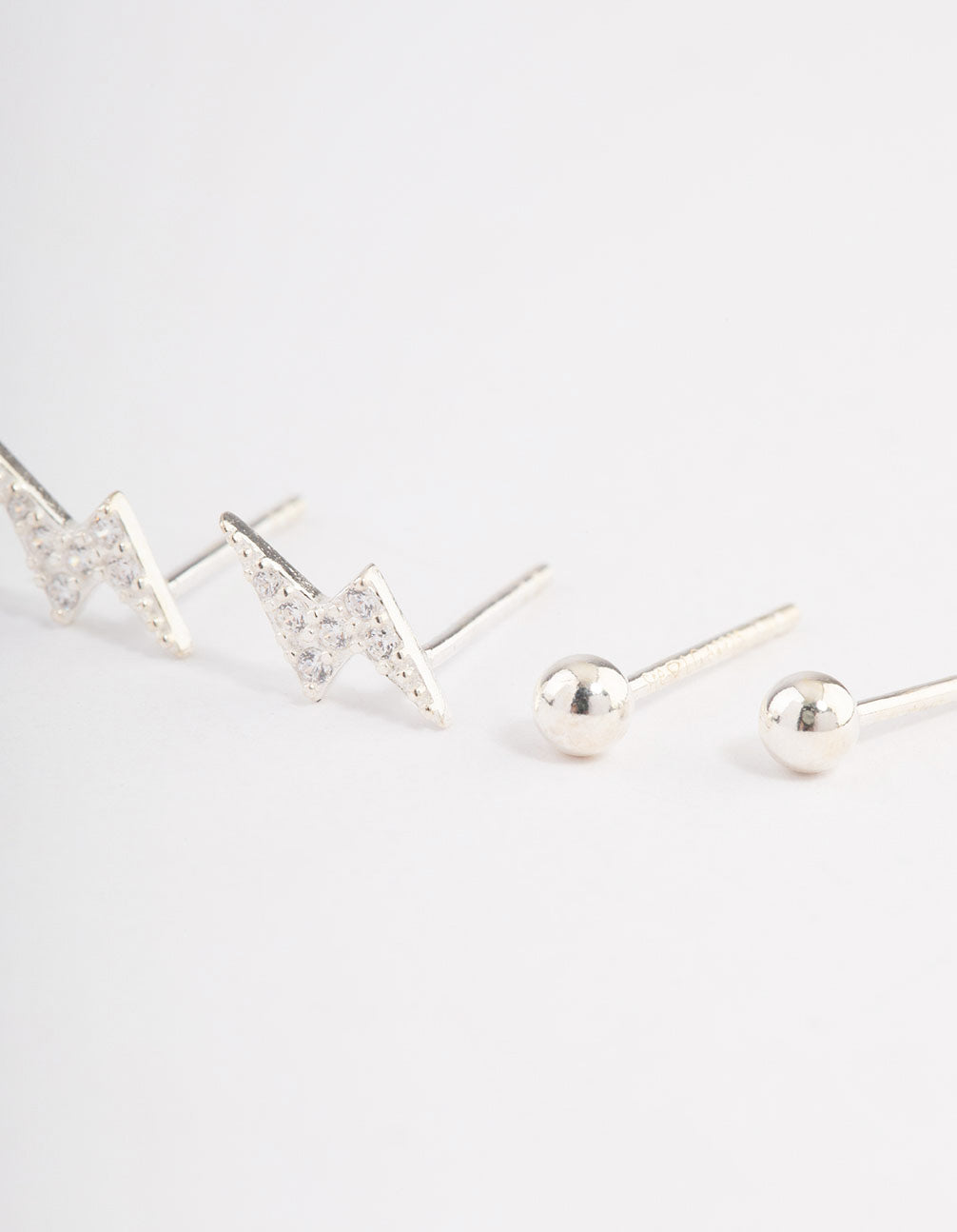 Sterling Silver Diamante Lightning Bolt Earring Pack