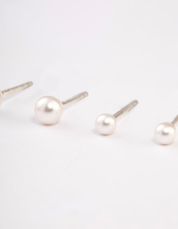 Sterling Silver Pearl Stud Earring Pack