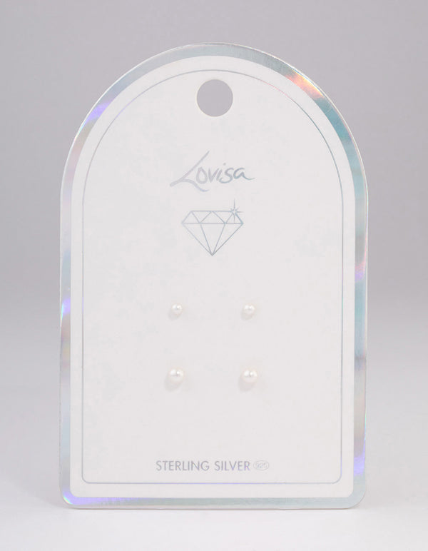 Sterling Silver Pearl Stud Earring Pack