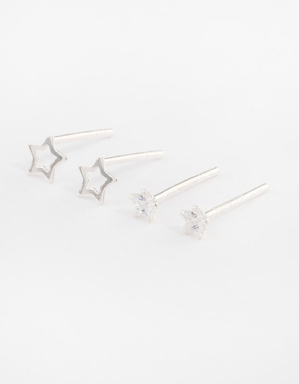 Sterling Silver Diamante & Star Cut Out Earring Pack