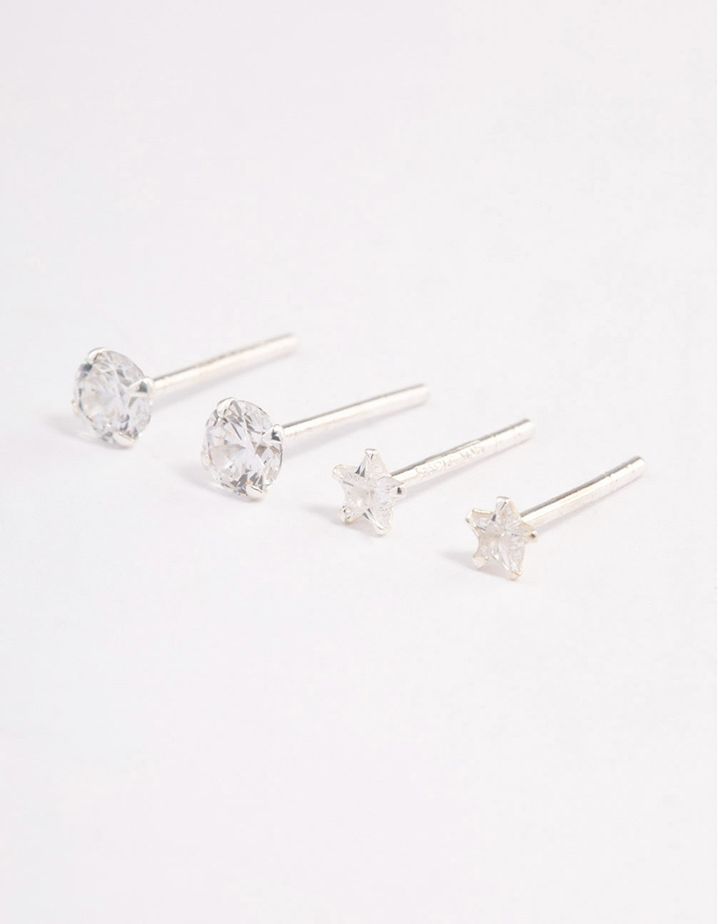 Sterling Silver Diamante & Star Stud Earring Pack
