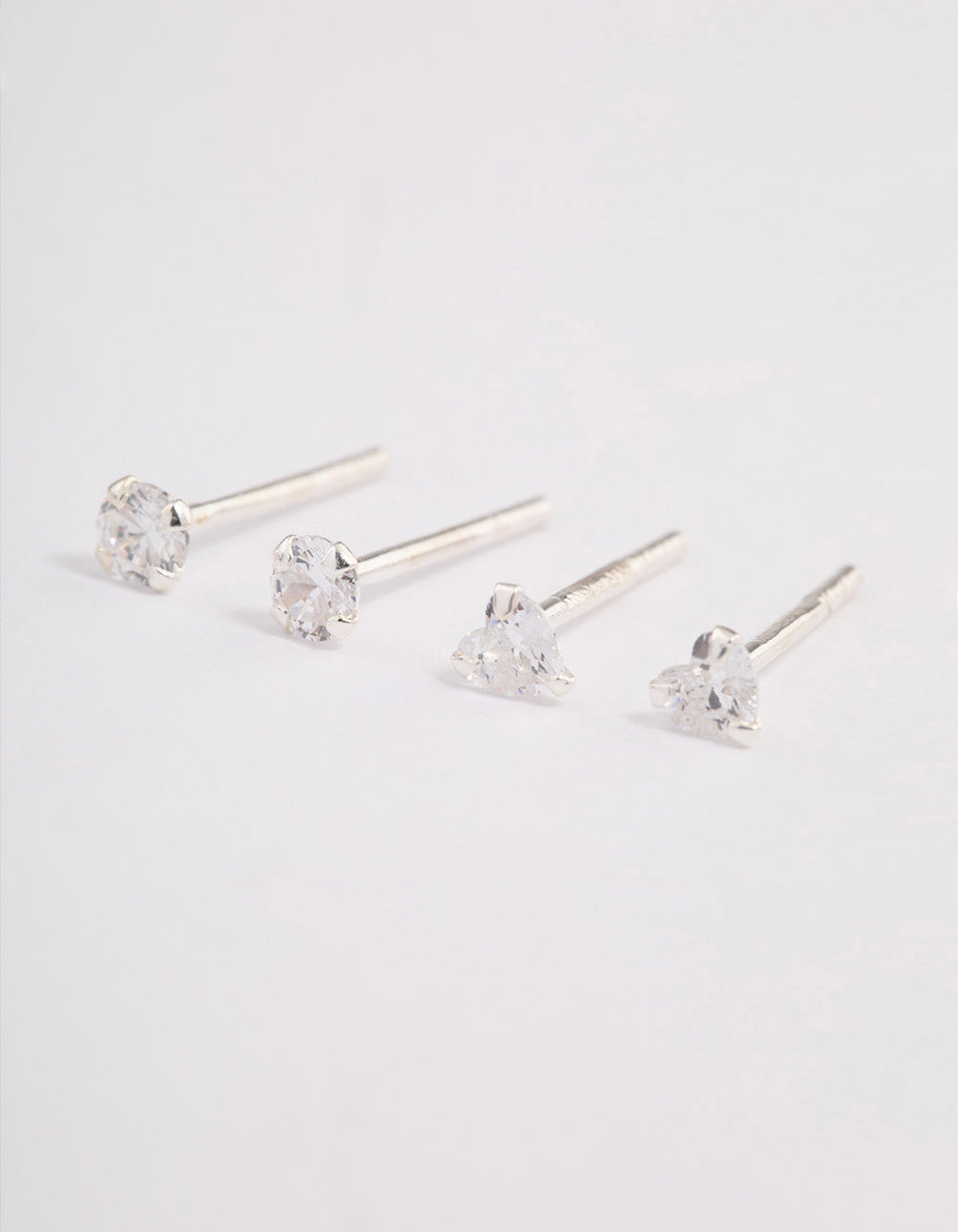 Sterling Silver Diamante & Triangle Stud Earring Pack