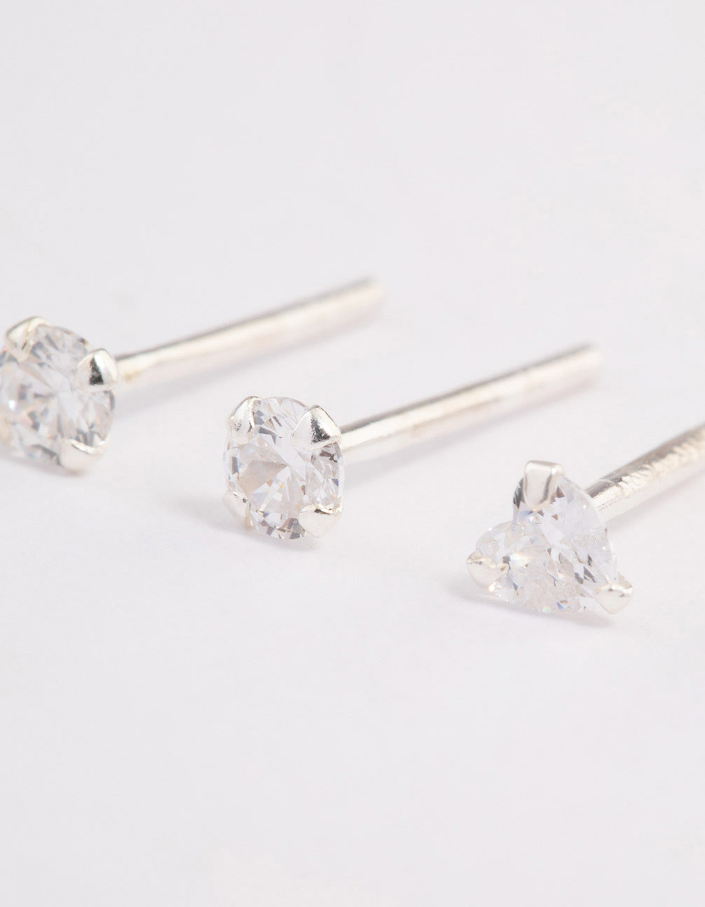 Sterling Silver Diamante & Triangle Stud Earring Pack
