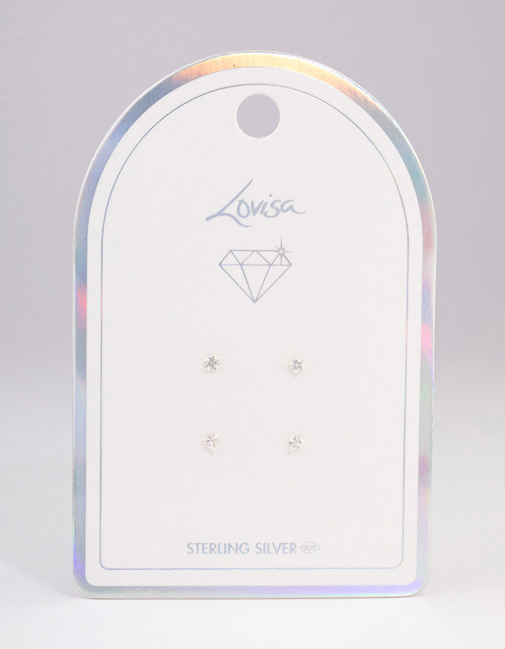 Sterling Silver Diamante & Triangle Stud Earring Pack