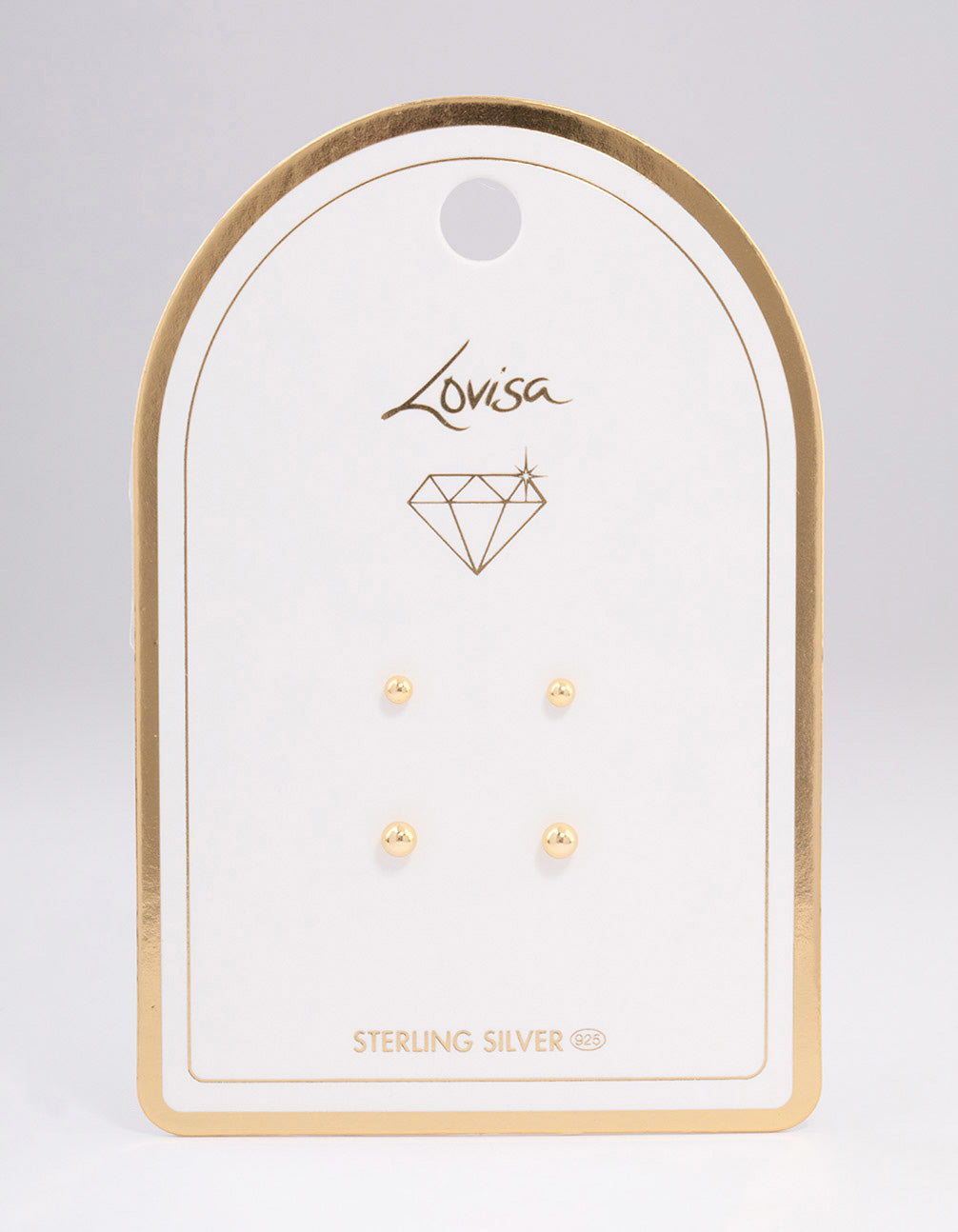 Gold Plated Sterling Silver Plain Stud Earring Pack