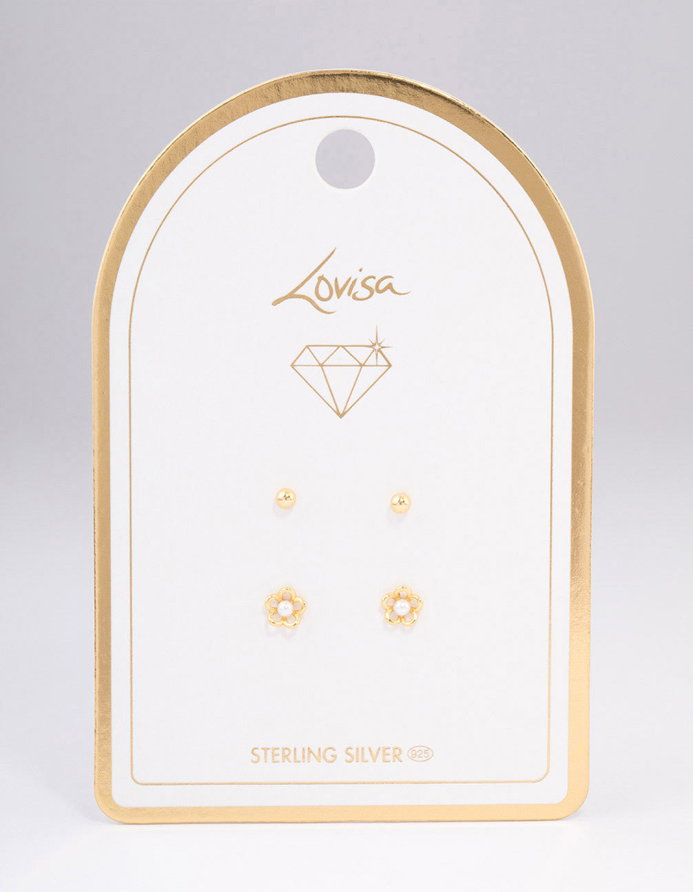 Gold Plated Sterling Silver Pearl & Flower Stud Earring Pack