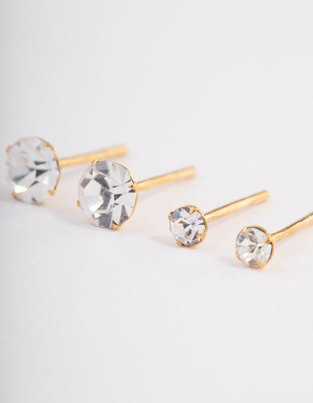 Gold Plated Sterling Silver Diamante Stud Earring Pack