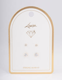 Gold Plated Sterling Silver Diamante Stud Earring Pack - link has visual effect only