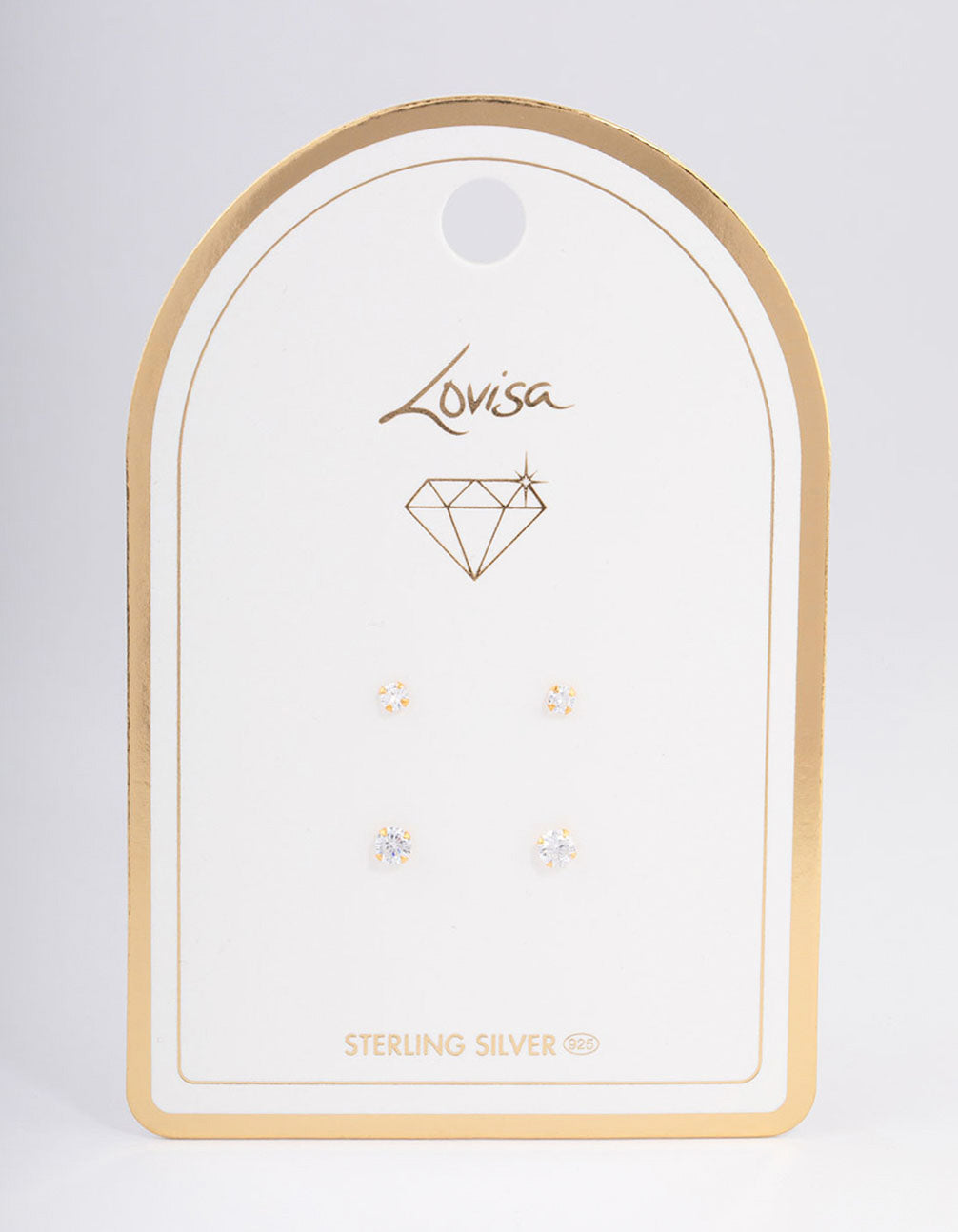 Gold Plated Sterling Silver Double Diamante Stud Earring Pack