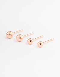 Rose Gold Plated Sterling Silver Plain Stud Earring Pack - link has visual effect only