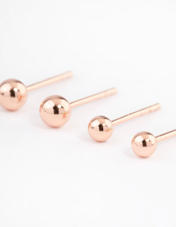 Rose Gold Plated Sterling Silver Plain Stud Earring Pack