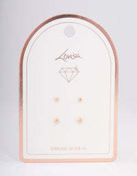Rose Gold Plated Sterling Silver Plain Stud Earring Pack - link has visual effect only