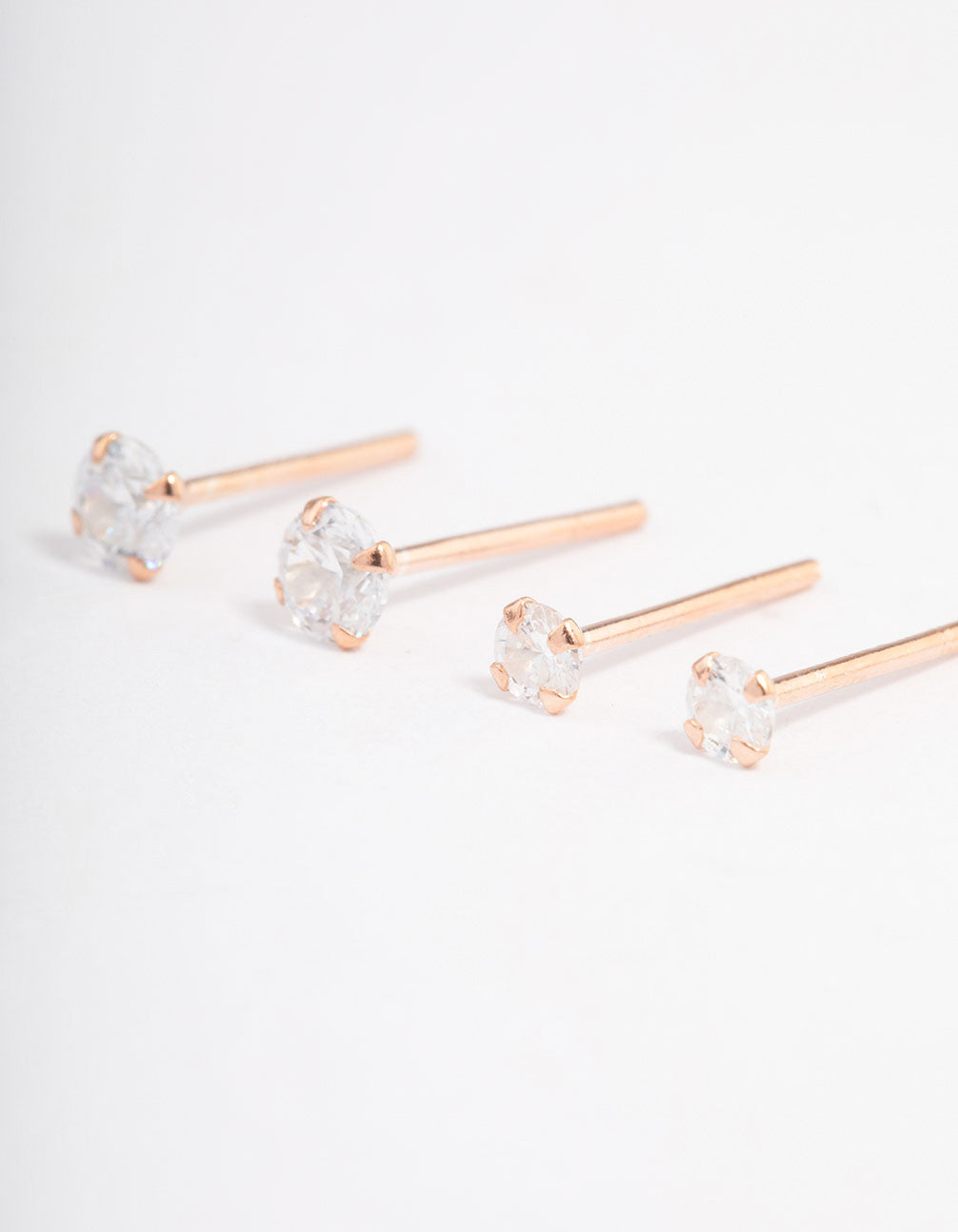 Rose Gold Plated Sterling Silver Double Diamante Stud Earring Pack