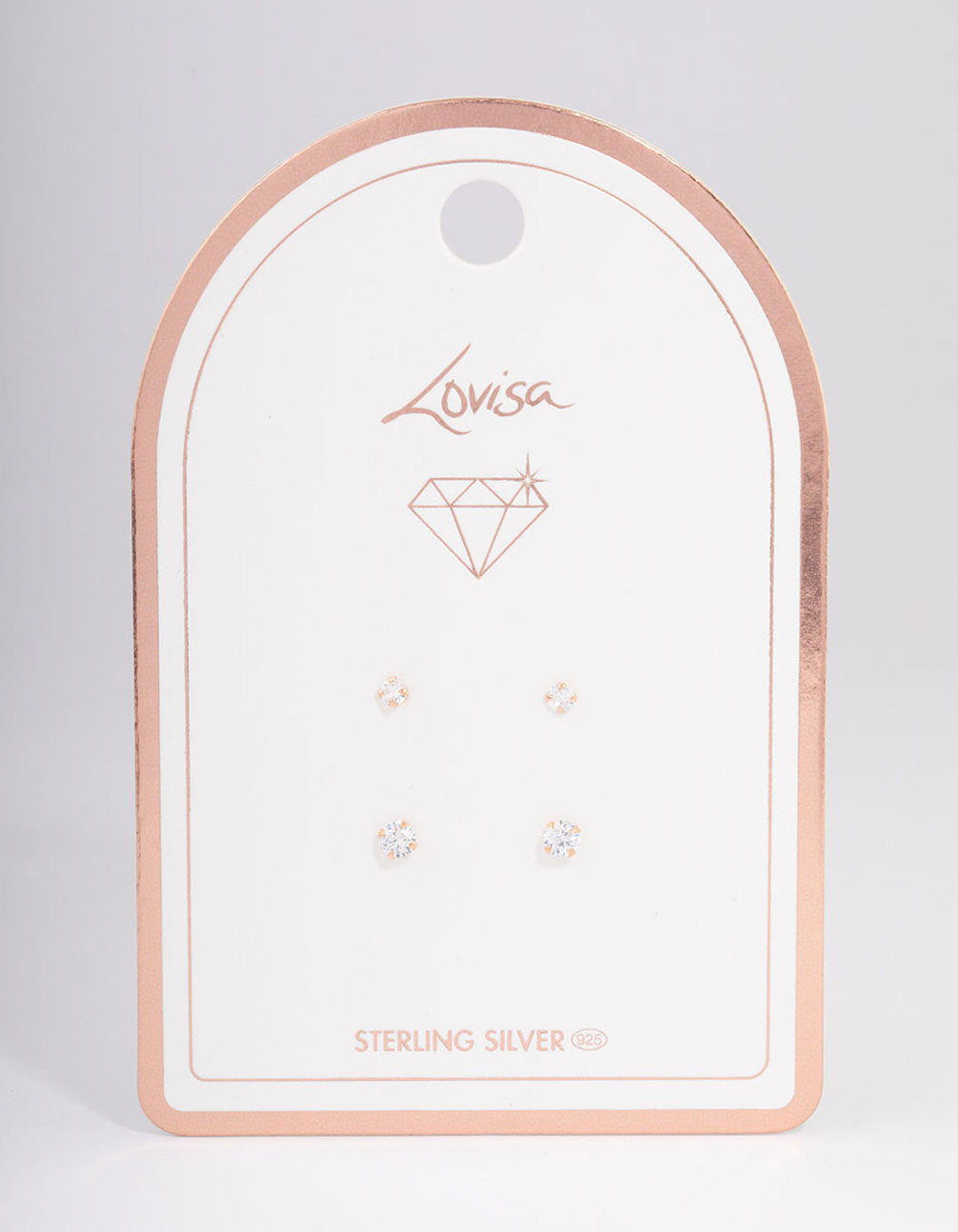 Rose Gold Plated Sterling Silver Double Diamante Stud Earring Pack